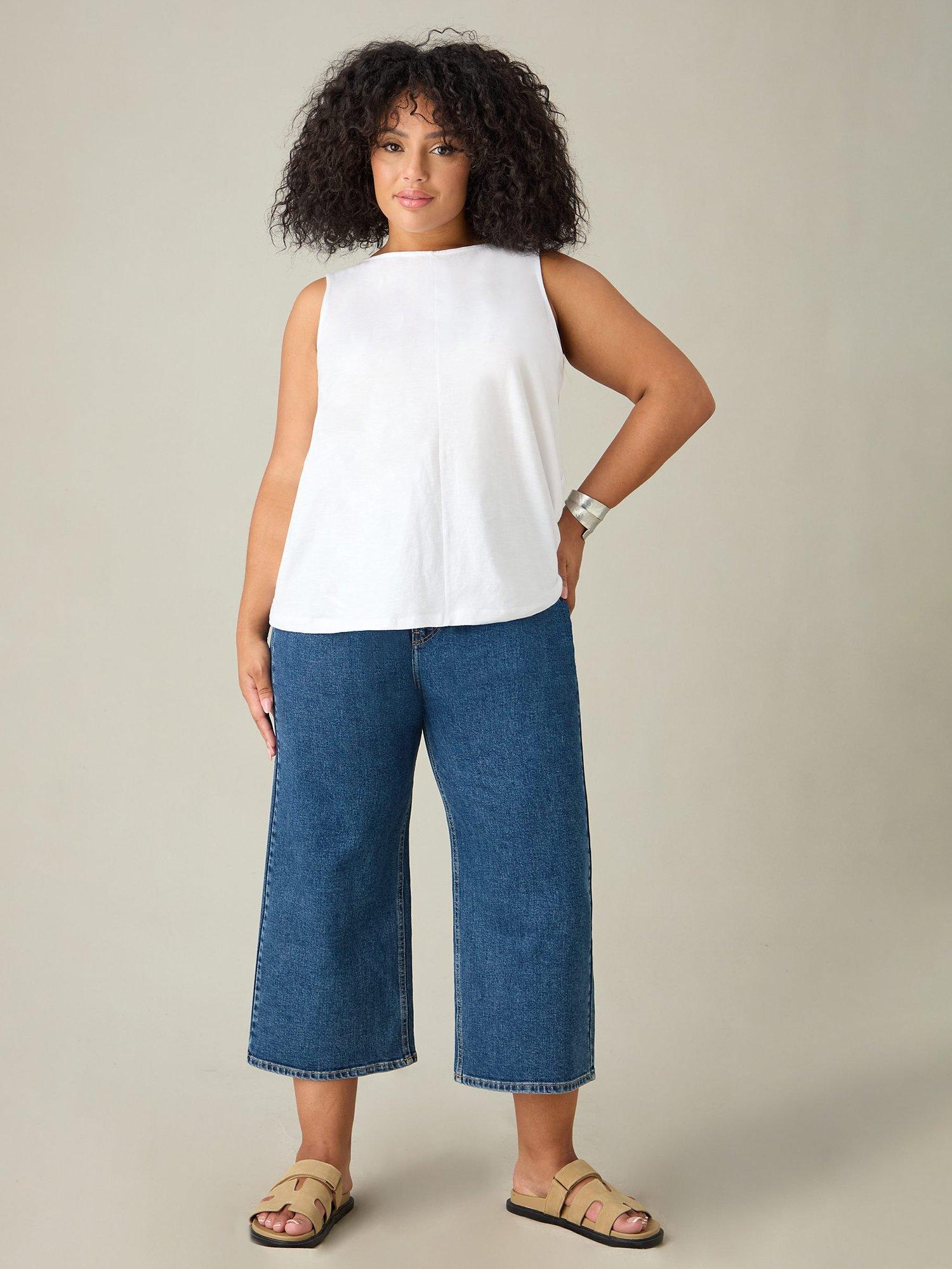 Live Unlimited Curve Cropped Wide Leg Jeans, Blue