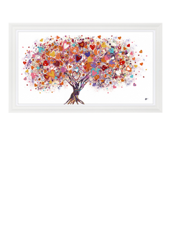 John Lewis Sara Otter 'Tree Of Hearts' Framed Print, Pink/Multi, Pink/Multi