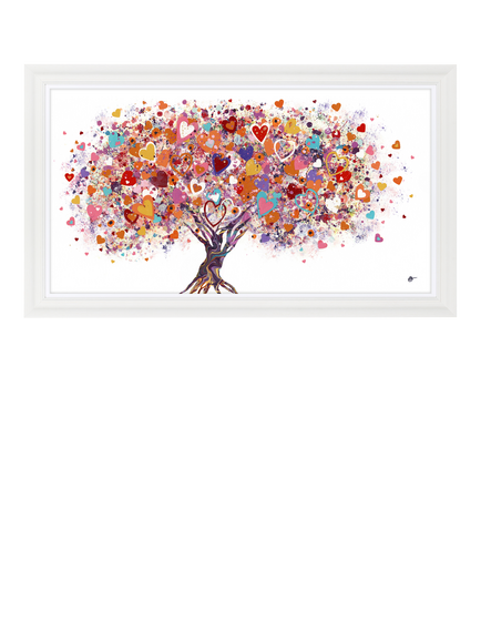 John Lewis Sara Otter 'Tree Of Hearts' Framed Print, Pink/Multi, Pink/Multi