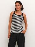 KAFFE Amanda Rib Jersey Tank Top, Black/Chalk