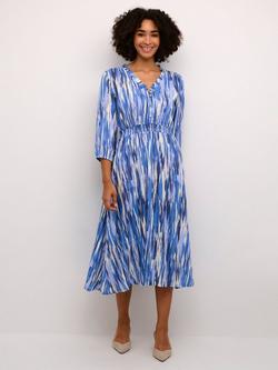 KAFFE Ariana Abstract Print Midi Dress, Blue Abstract Print