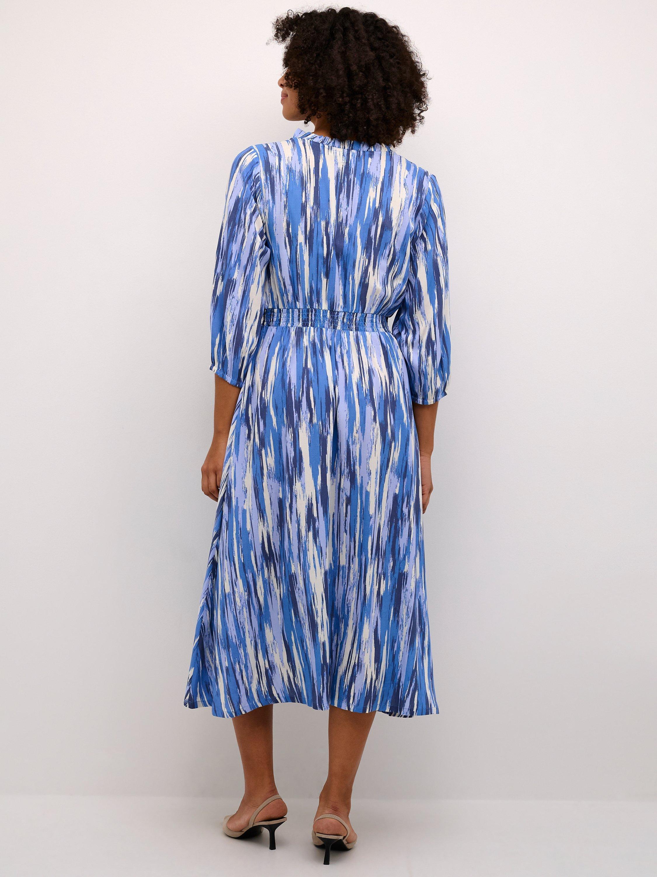 KAFFE Ariana Abstract Print Midi Dress, Blue, 8