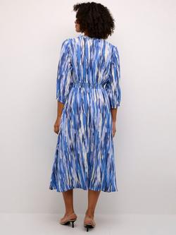 KAFFE Ariana Abstract Print Midi Dress - view 2, Blue Abstract Print