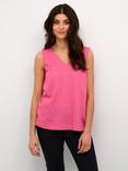 KAFFE Milia Linen Blend Top, Hot Pink