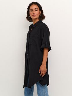 KAFFE Pauline Crinkle Cotton Shirt Dress - view 2, Black