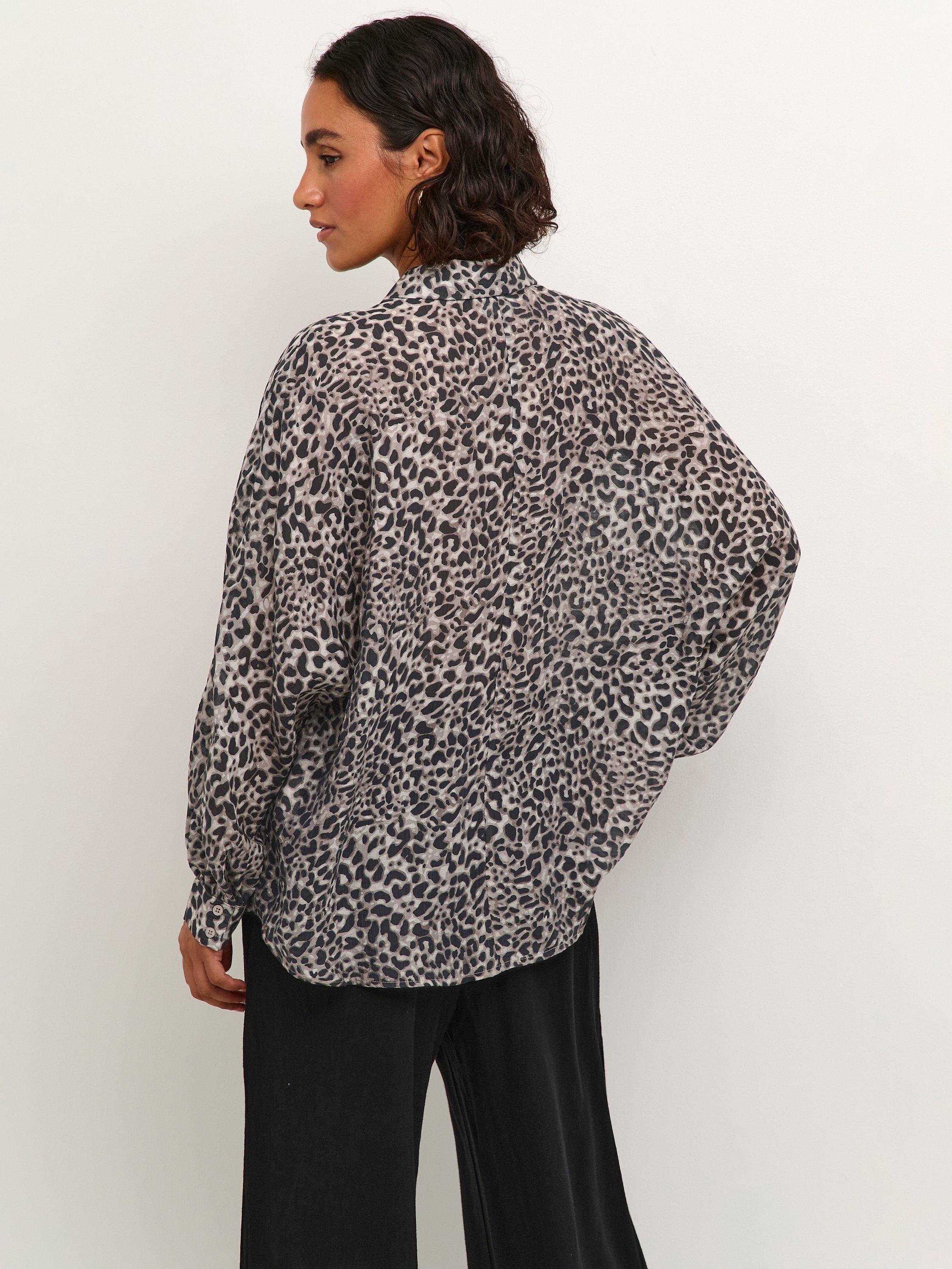 KAFFE Vita Animal Print Blouse, Brown/Multi, 12