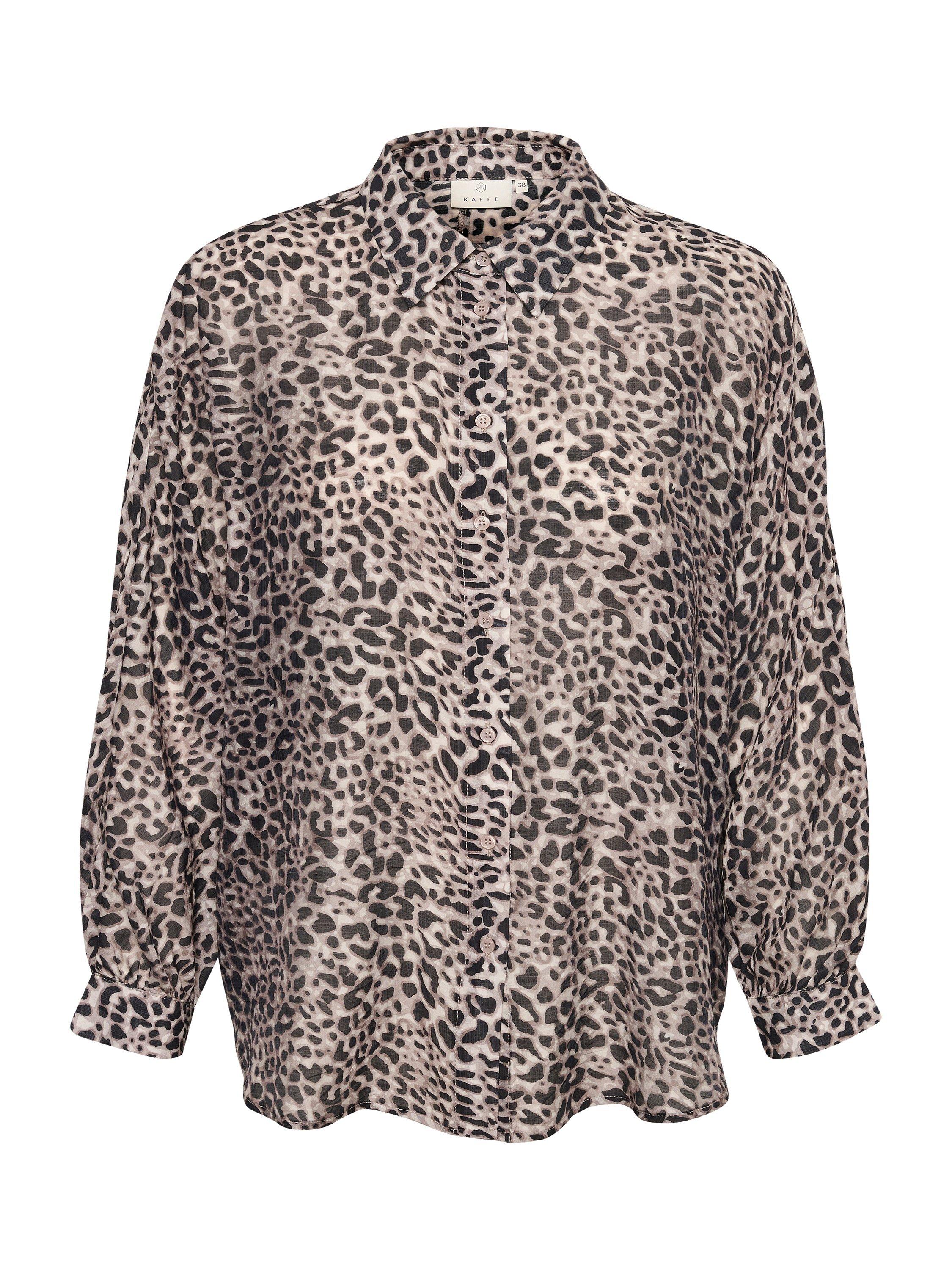KAFFE Vita Animal Print Blouse, Brown/Multi, 12