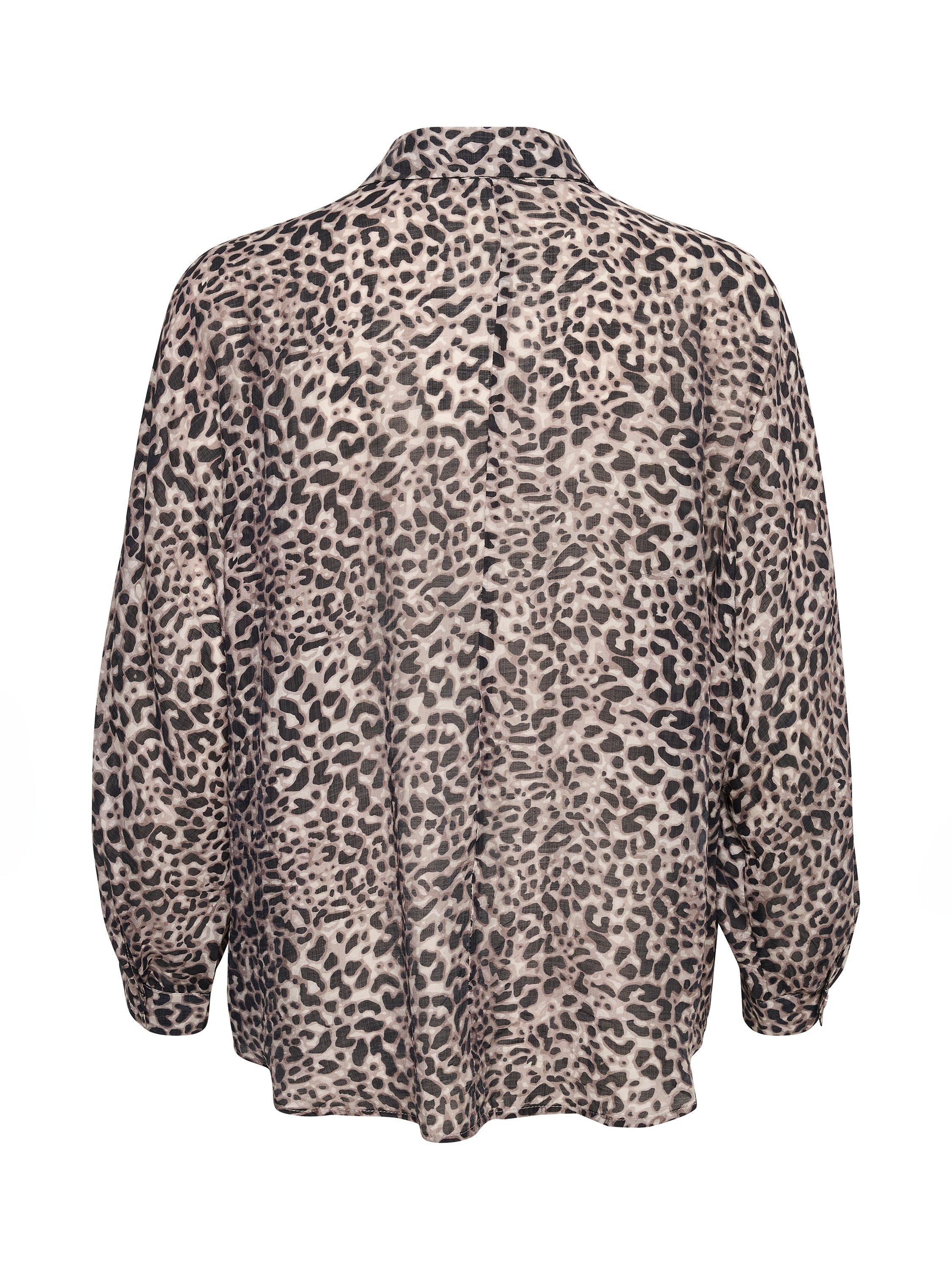 KAFFE Vita Animal Print Blouse, Brown/Multi, 12