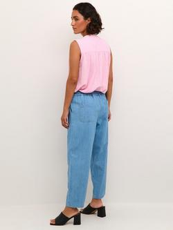 KAFFE Louise Cropped Elastic Waist Trousers, Medium Blue - view 2, Medium Blue