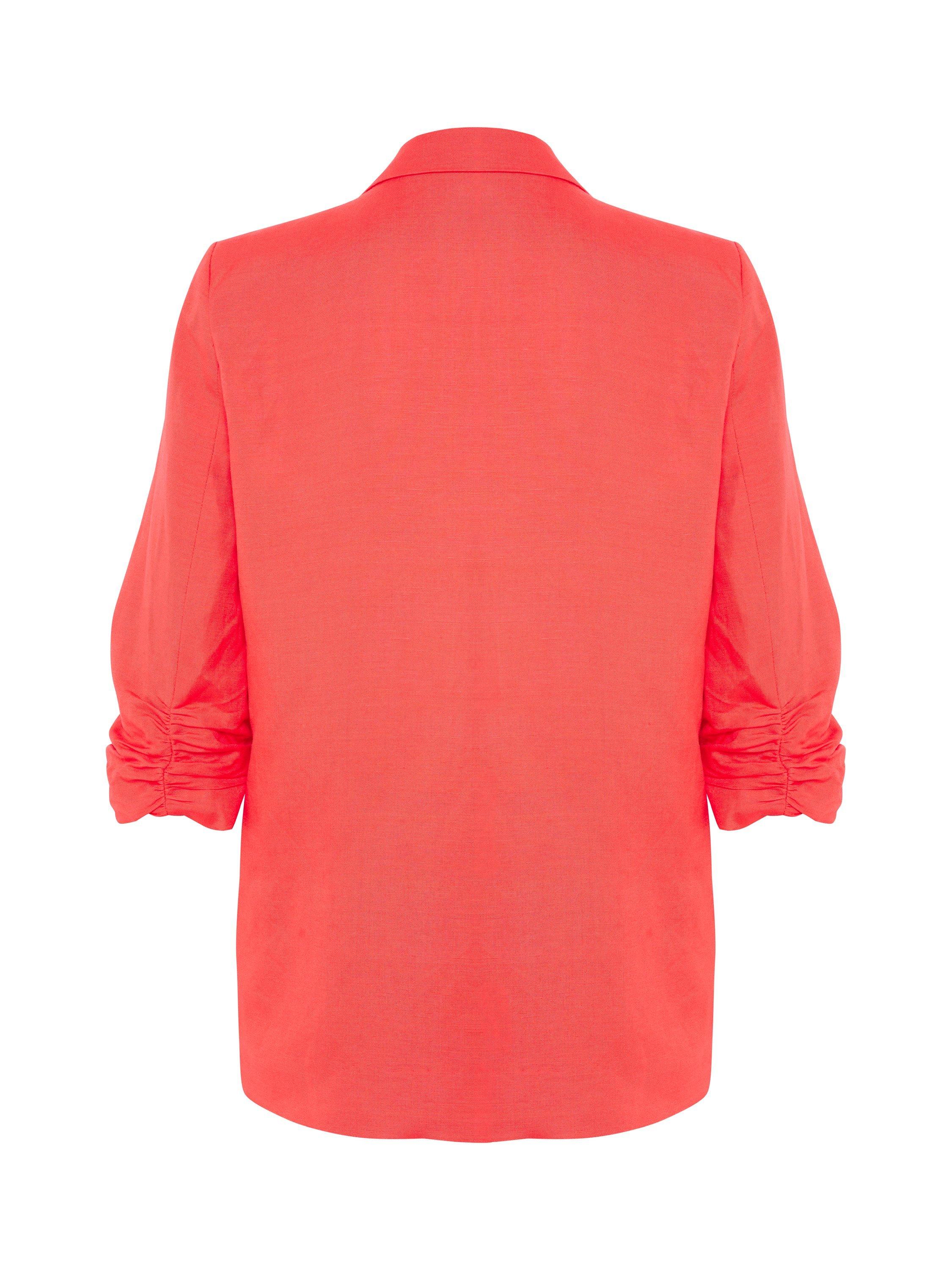 Product image 5 of 5, which shows Soaked In Luxury Malia Open Front Notch Lapel Blazer, Hot Coral, XS