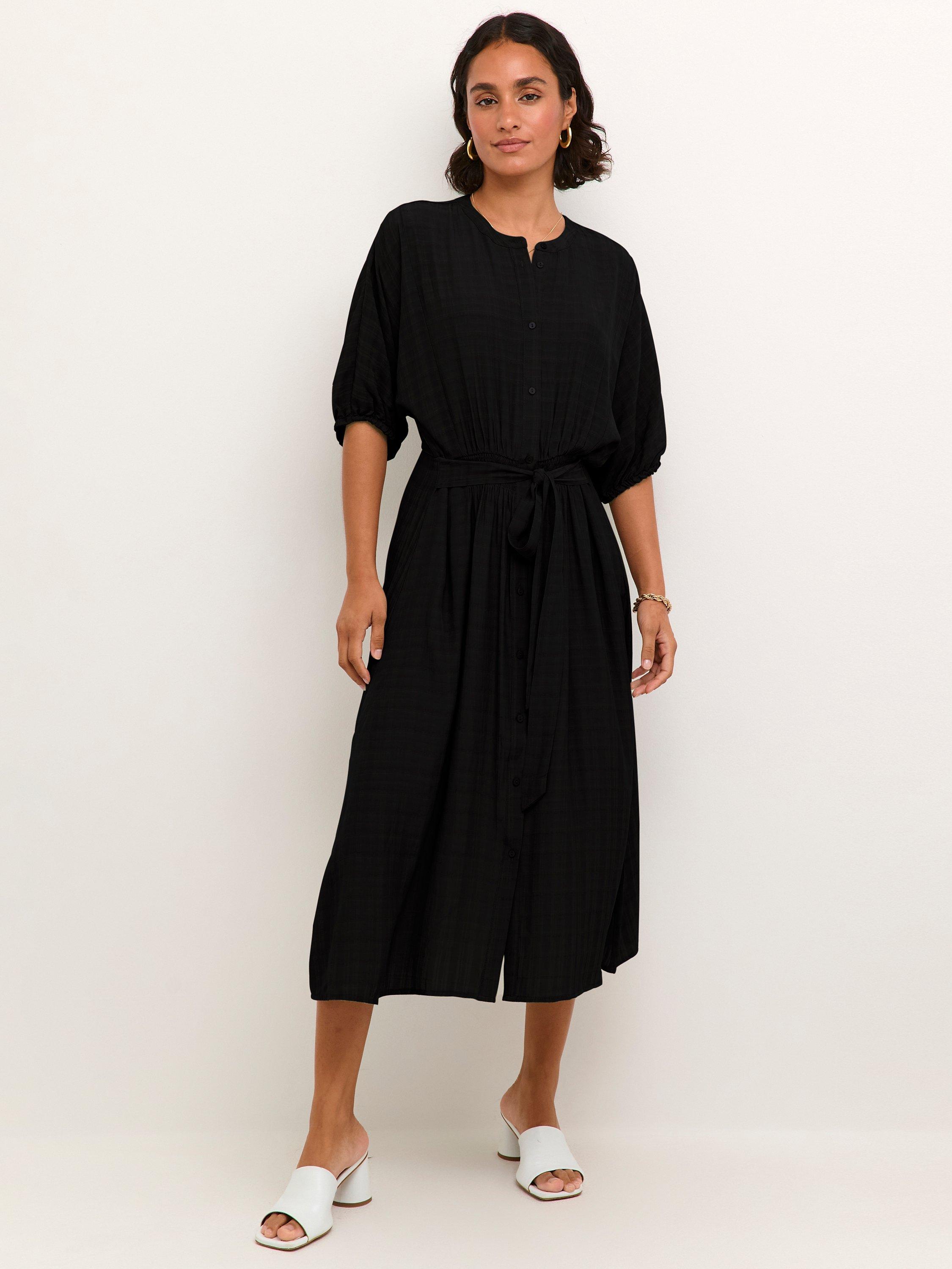 KAFFE Juliane Batwing Midi Dress, Deep Black
