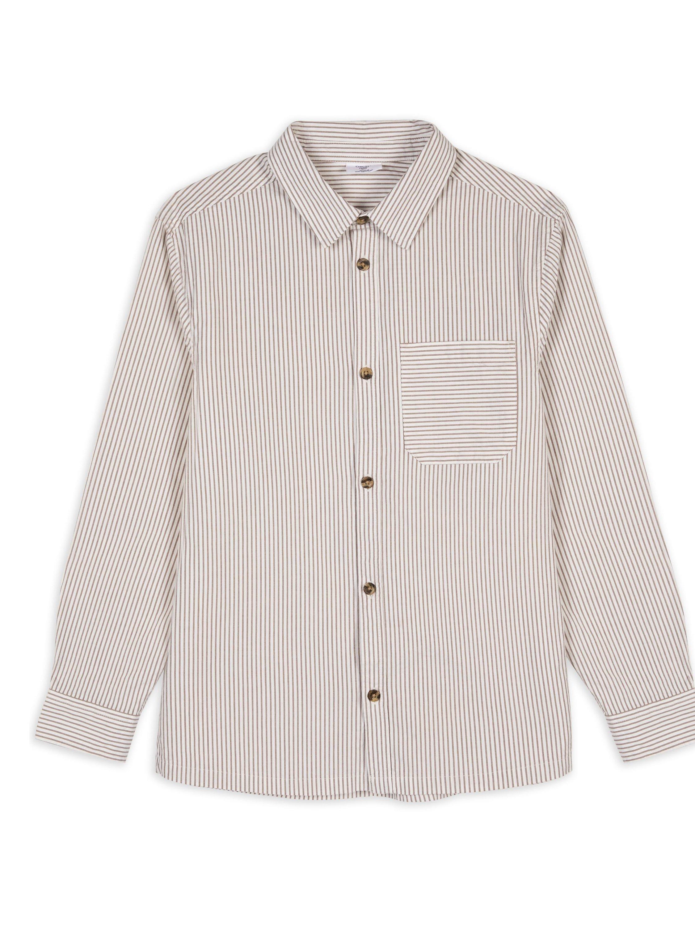 Chelsea Peers Cotton Stripe Shirt, Beige