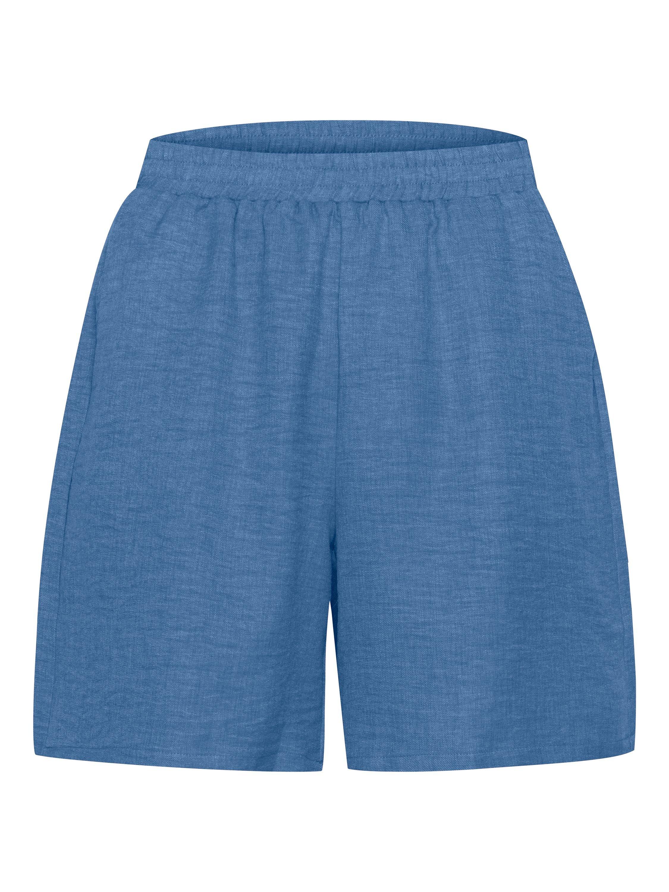 Product image 4 of 5, which shows KAFFE Elise Elastic Waist Wide Leg Shorts, Denim, 8
