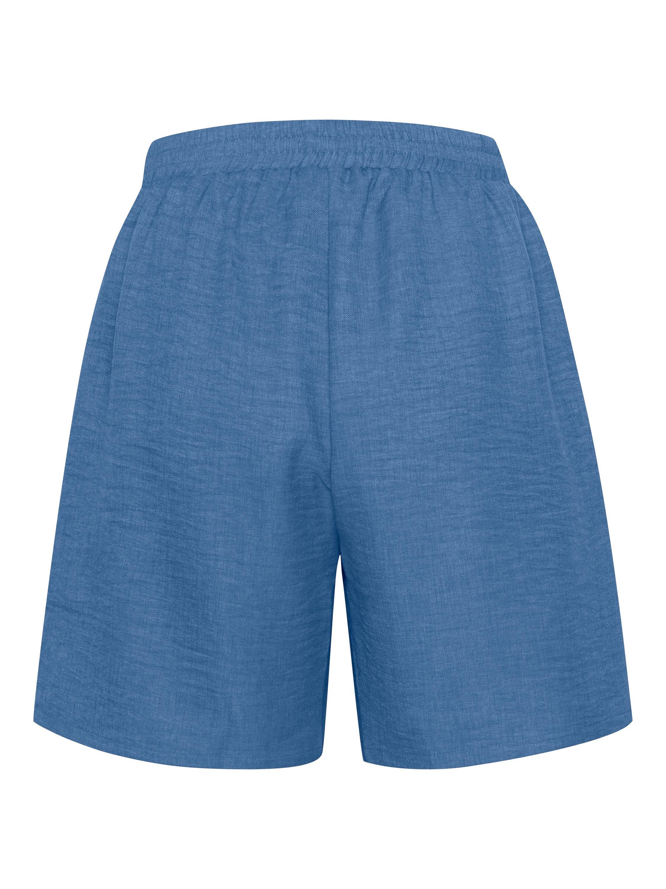 Product image 5 of 5, which shows KAFFE Elise Elastic Waist Wide Leg Shorts, Denim, 8
