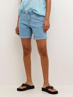 KAFFE Vicky Classic Denim Turn-Up Shorts, Light Blue Washed