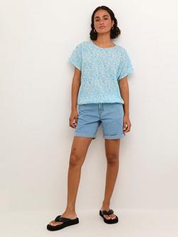 KAFFE Vicky Classic Denim Turn-Up Shorts - view 2, Light Blue Washed