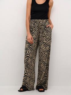 KAFFE Milia Zebra Print Trousers, Chinchilla/Black, Chinchilla/Black