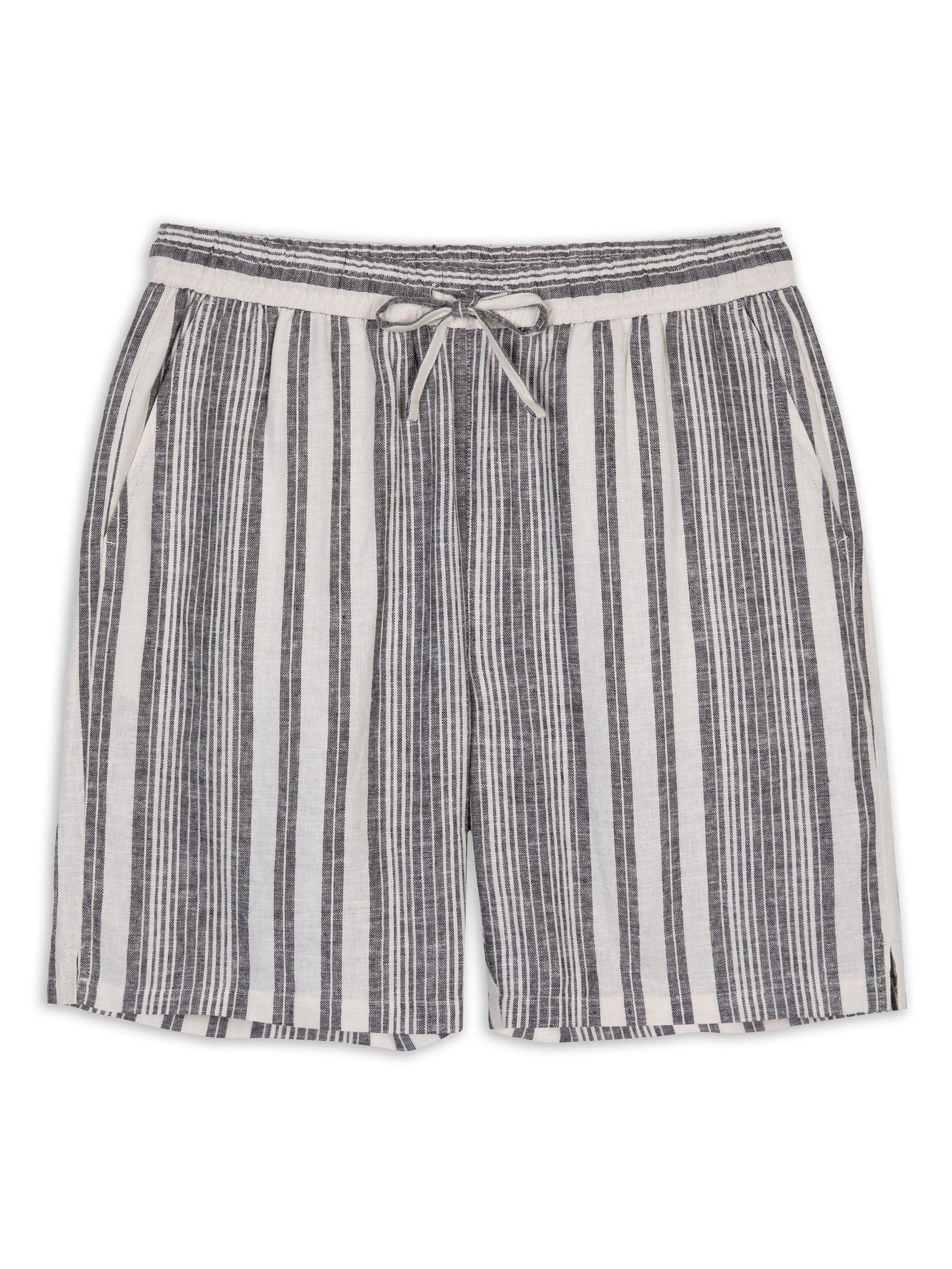 Chelsea Peers Linen Blend Stripe Shorts, White/Multi