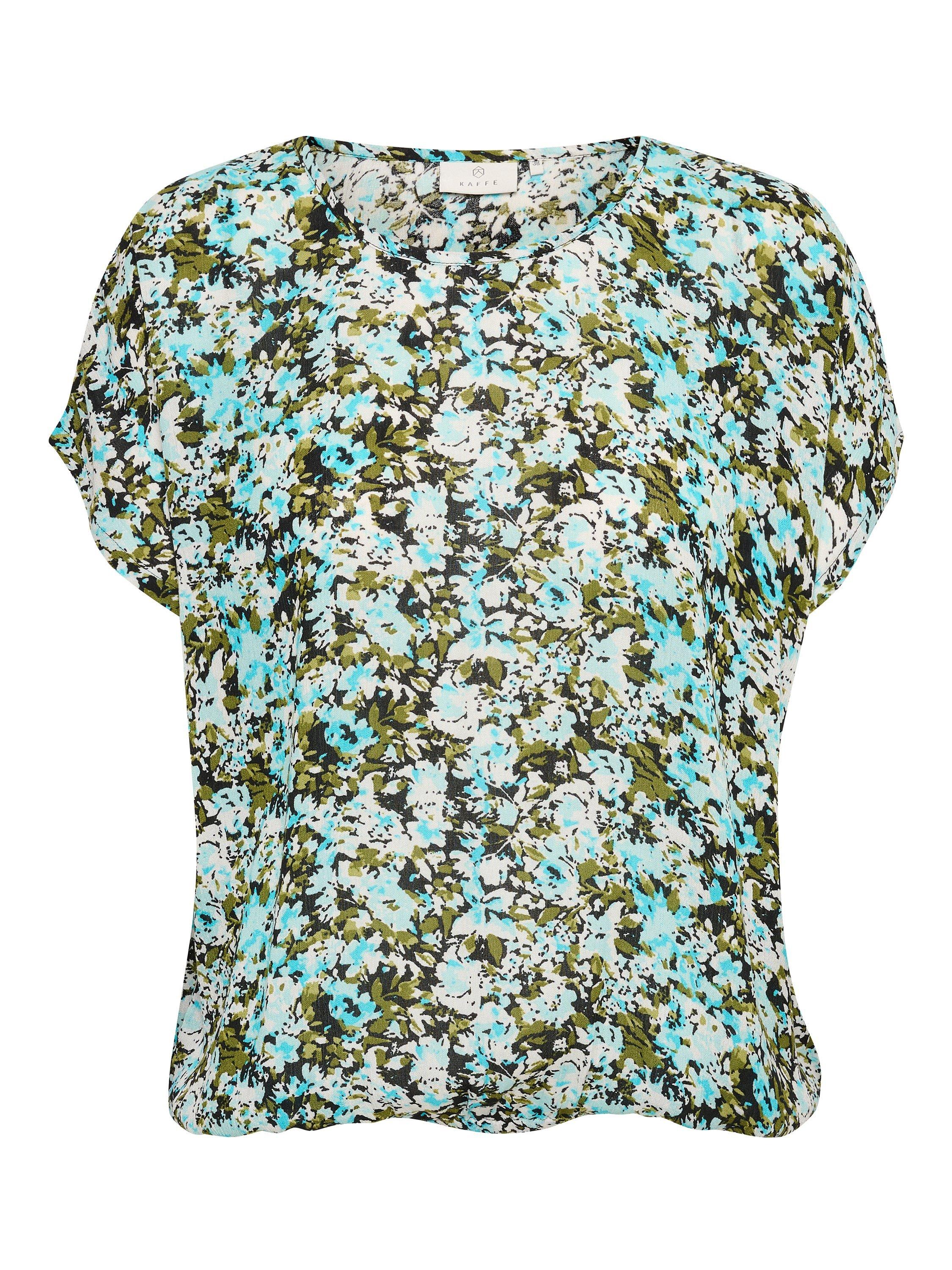 Product image 5 of 6, which shows KAFFE Amber Ecovero Batwing Sleeve Blouse, Blue/Green Flower, 10