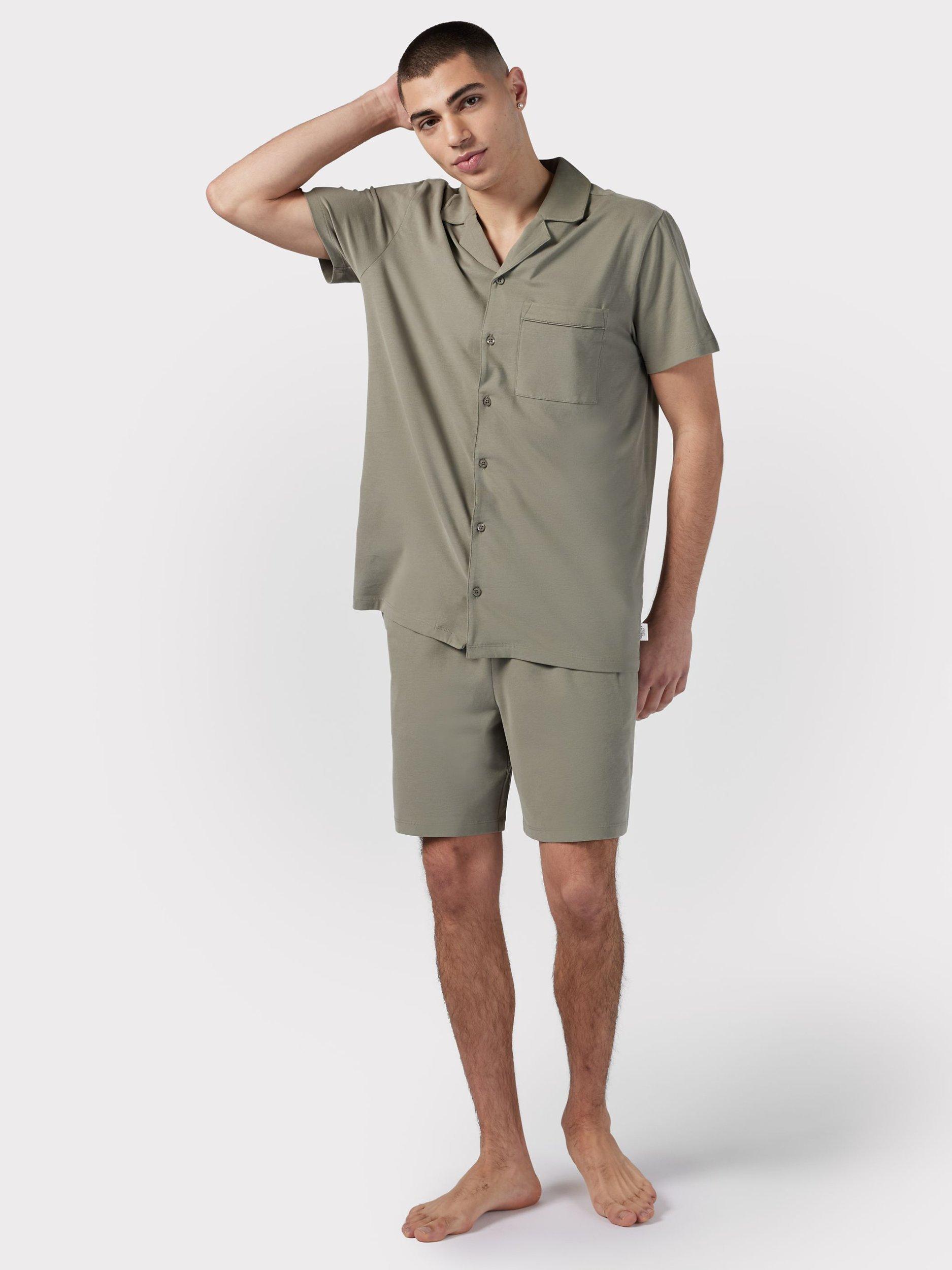 Chelsea Peers Organic Cotton Shorts Pyjama Set, Green
