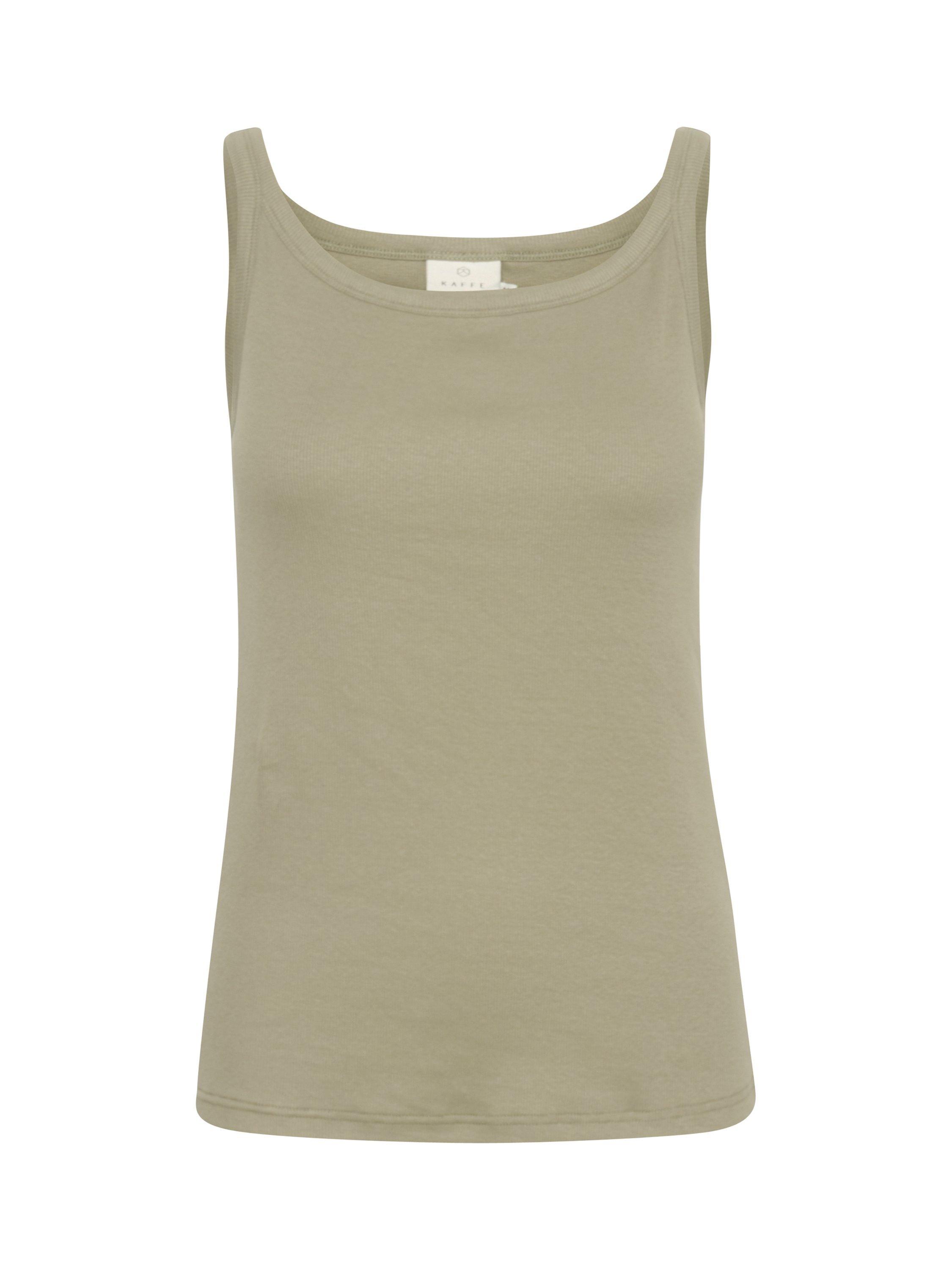 Product image 4 of 5, which shows KAFFE Carna Scoop Neck Tank Top, Vetiver, XS