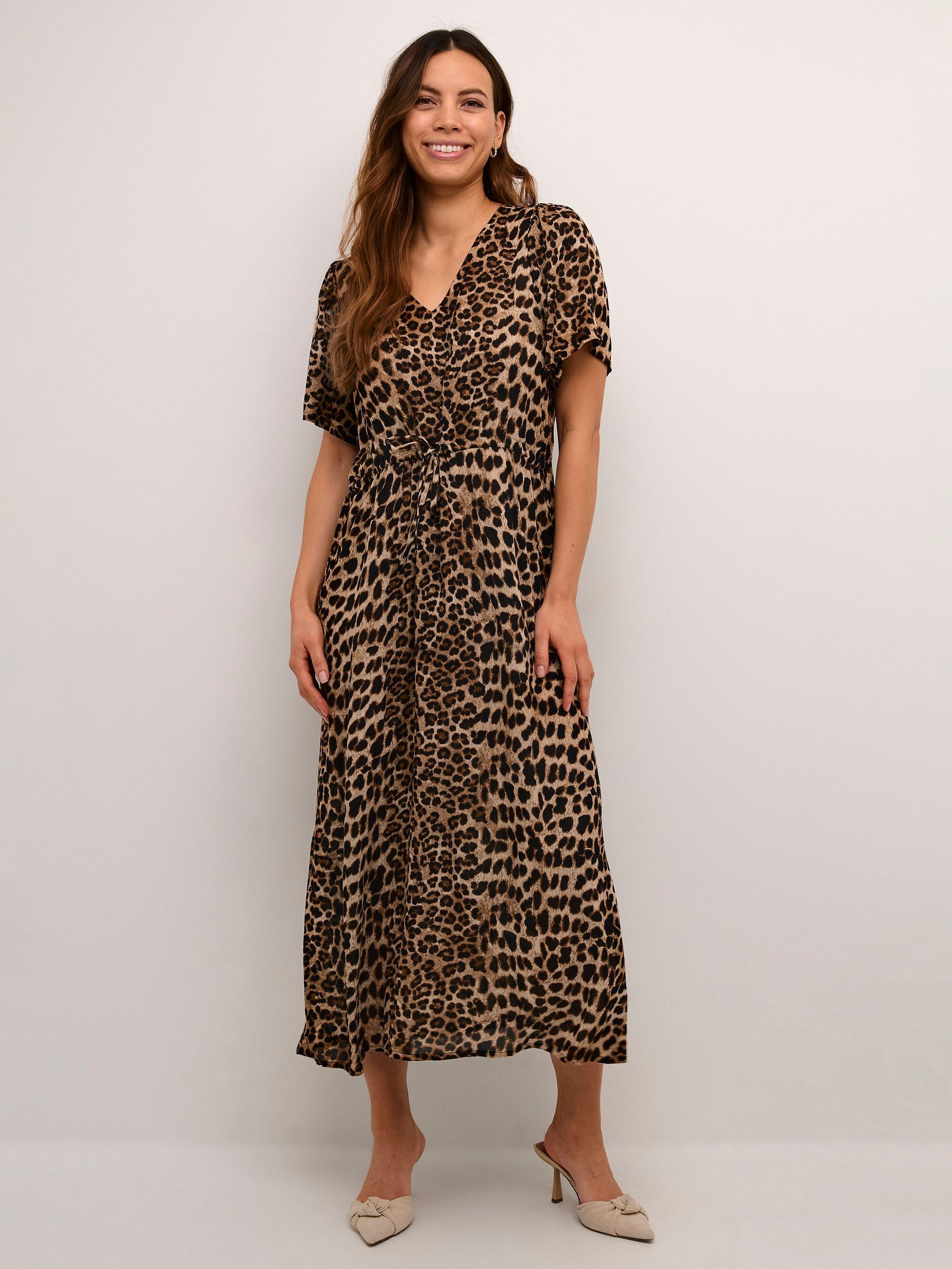 KAFFE Amber Classic Leopard Print Midaxi Dress Multi