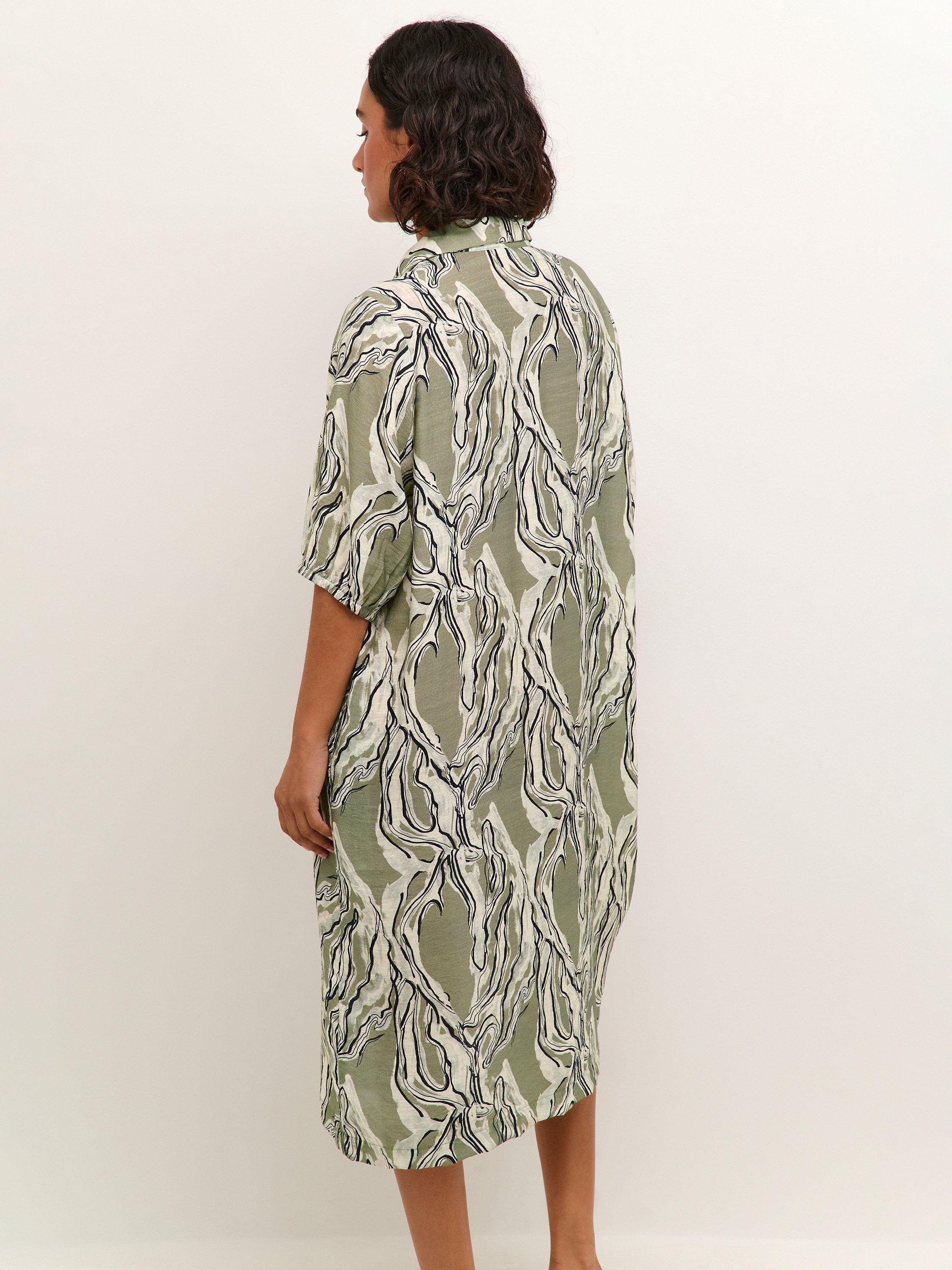 Product image 2 of 6, which shows KAFFE Elino Knee Length Shirt Dress, Vetiver Marble, 8