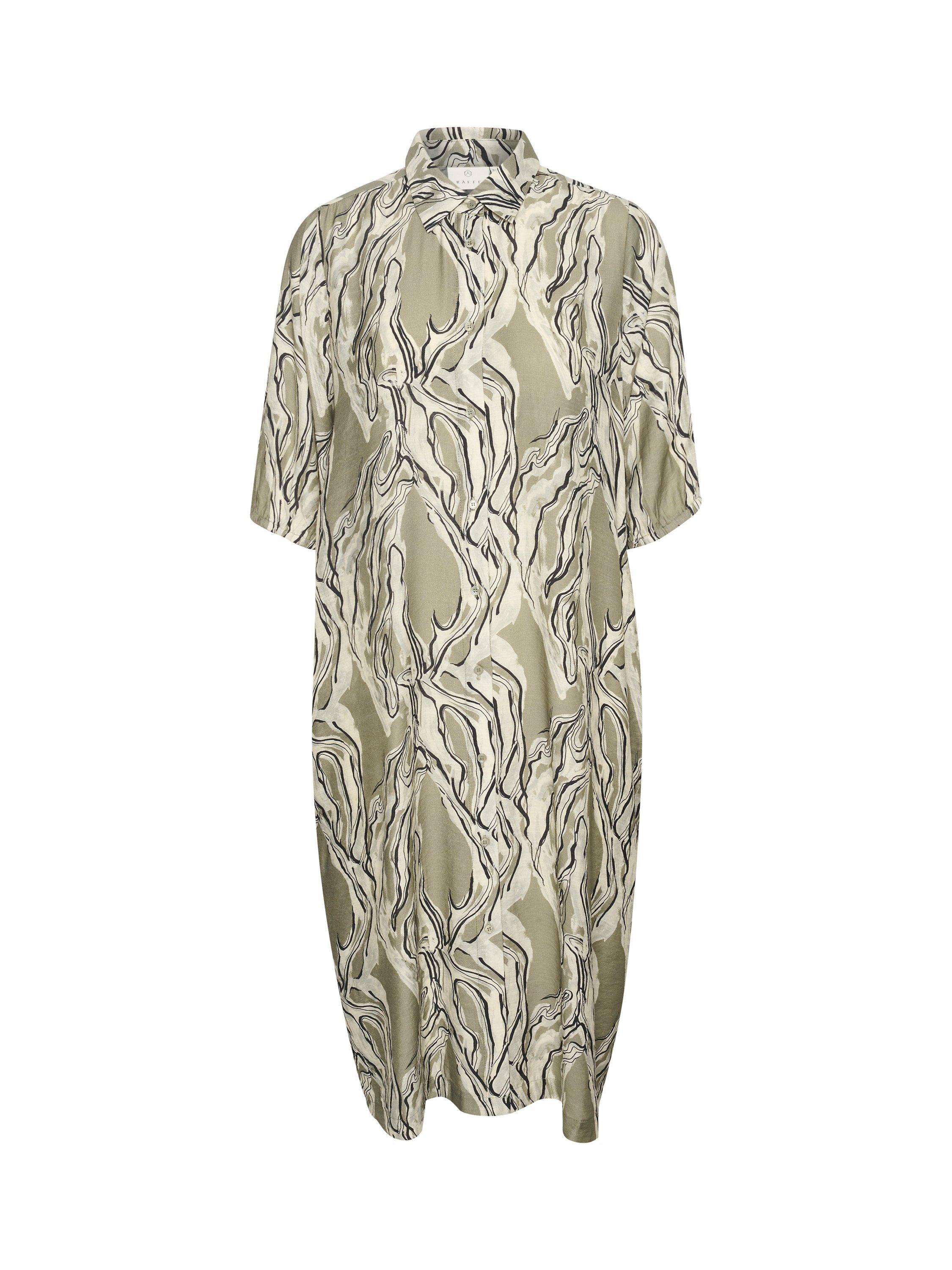 Product image 5 of 6, which shows KAFFE Elino Knee Length Shirt Dress, Vetiver Marble, 8