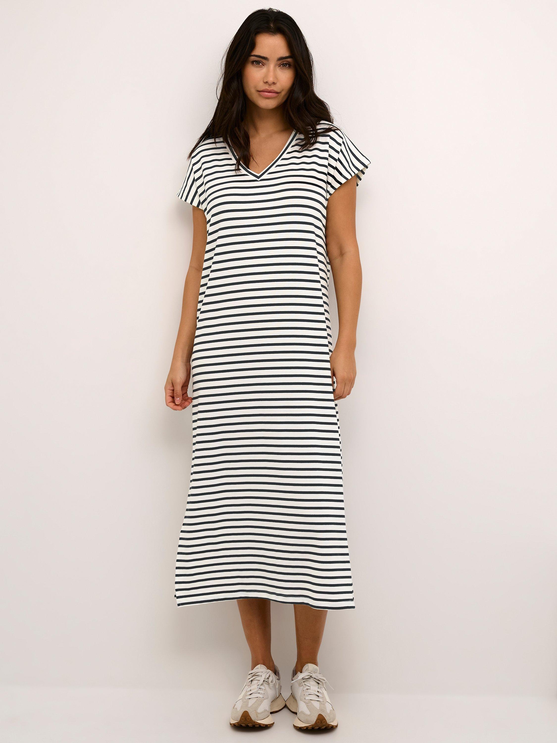 KAFFE Liddy Stripe Dress, Chalk/Black