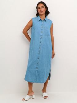 KAFFE Louise Midi Dress, Medium Blue Chambray, Medium Blue Chambray