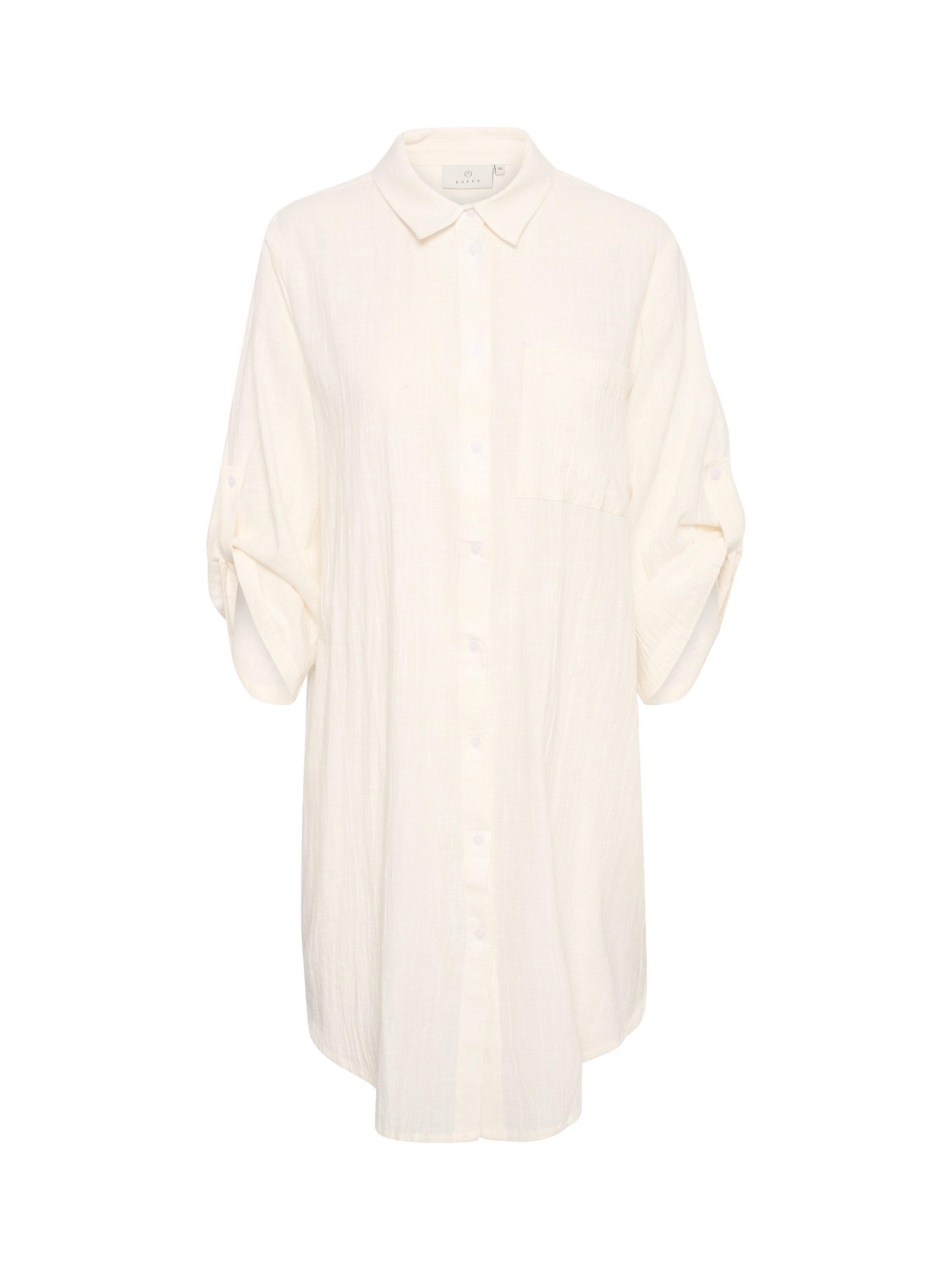 Product image 5 of 6, which shows KAFFE Pauline Crinkle Cotton Shirt Dress, Chalk, 8