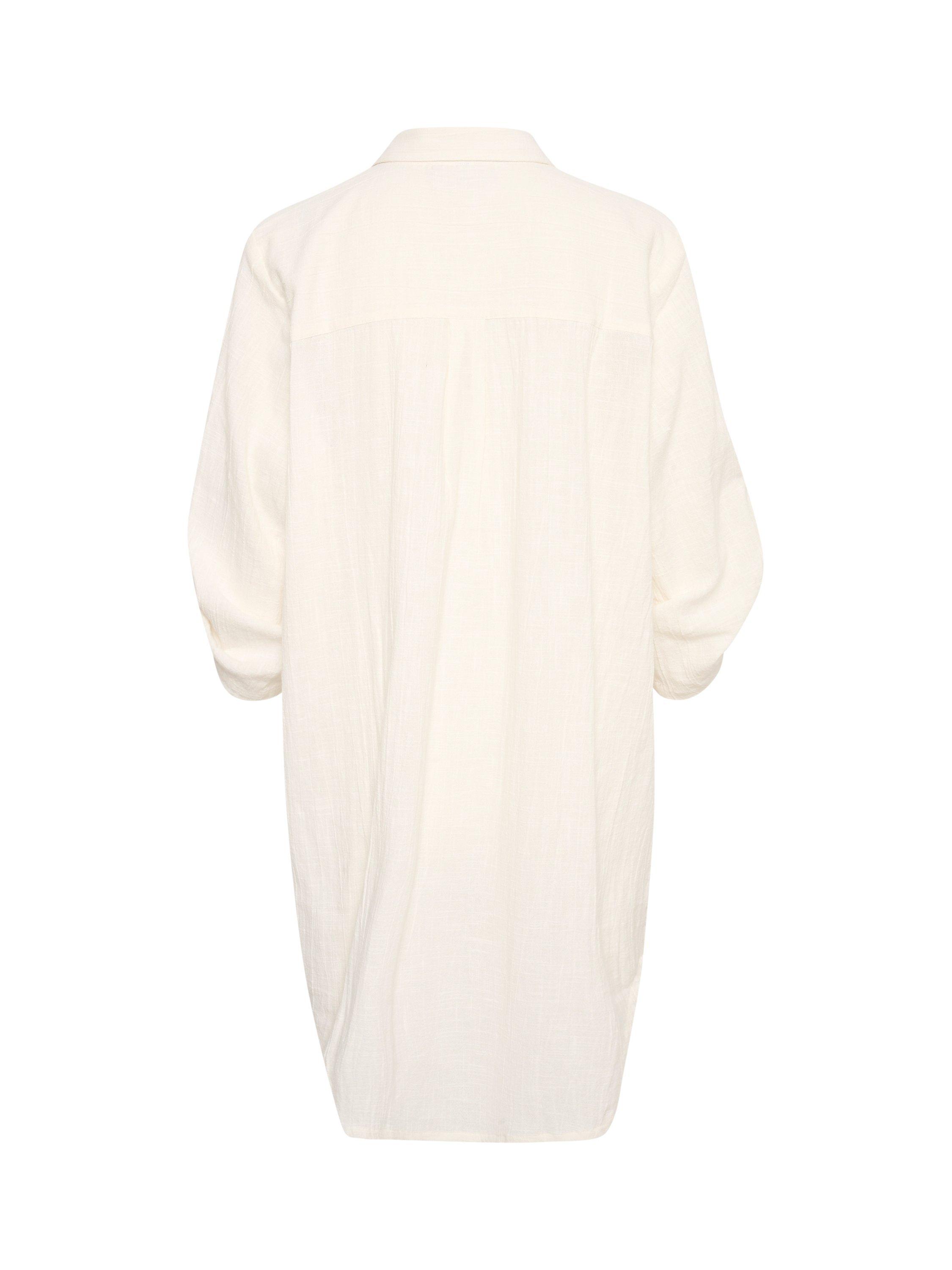Product image 6 of 6, which shows KAFFE Pauline Crinkle Cotton Shirt Dress, Chalk, 8