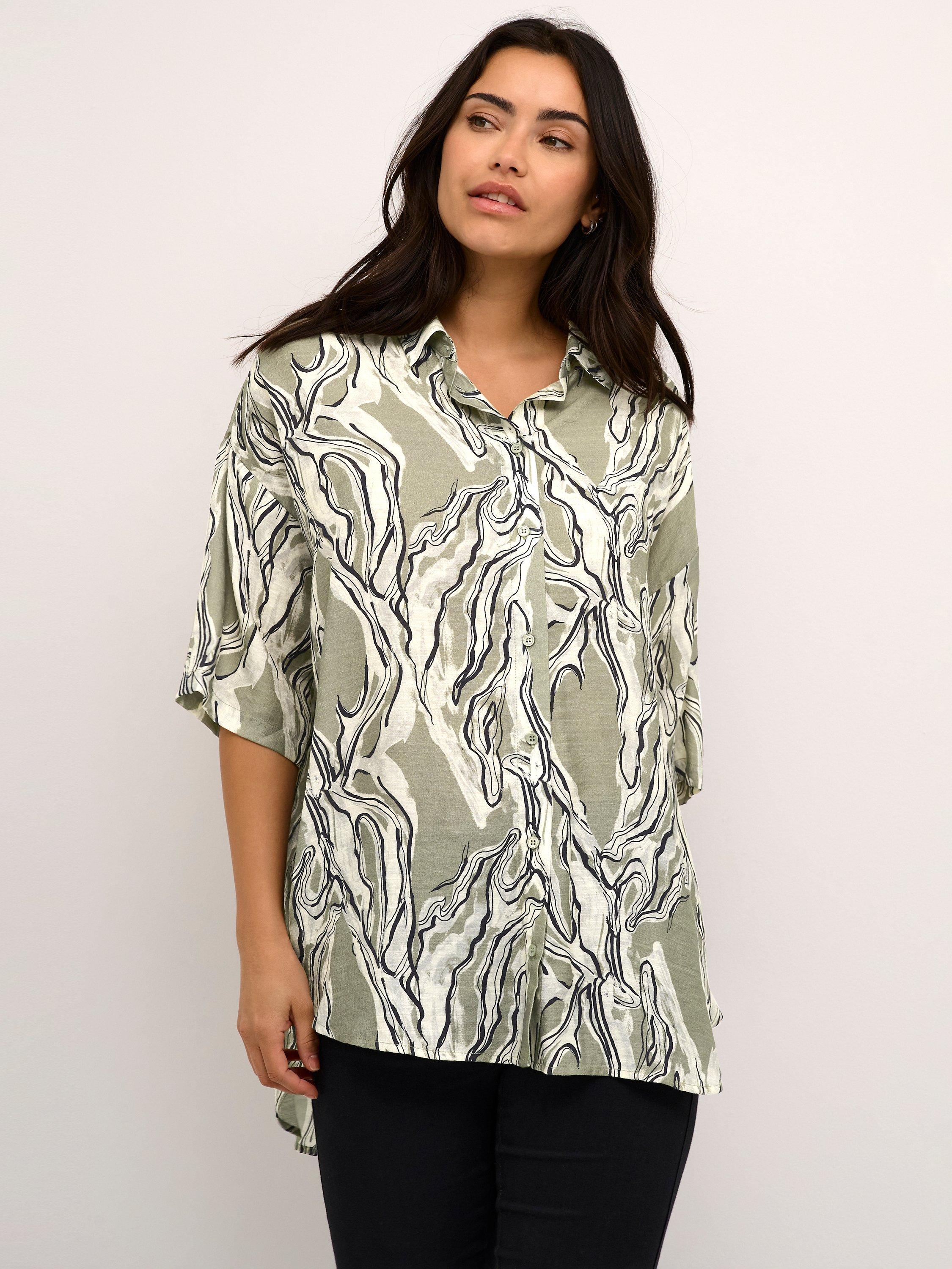 KAFFE Elino Casual Fit Half Sleeve Shirt, Vetiver Marble