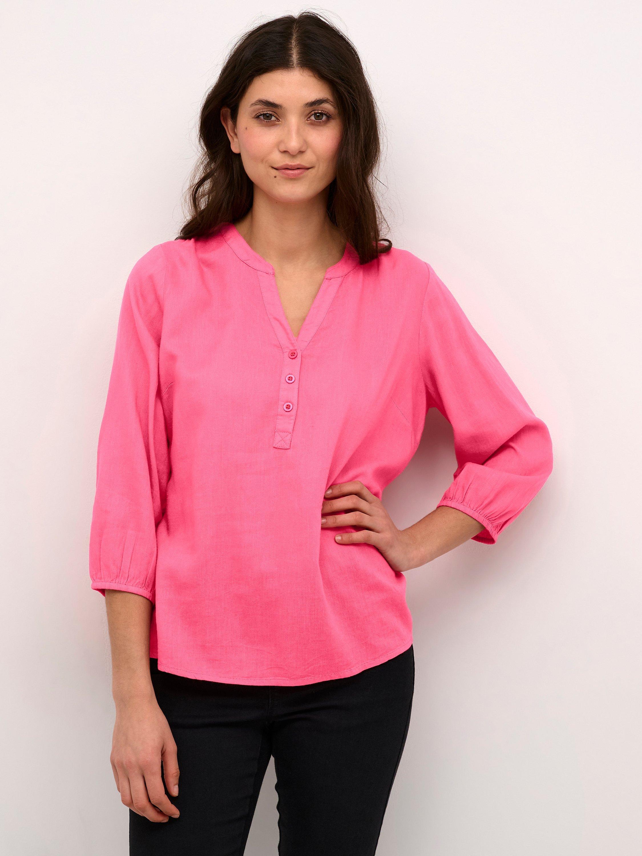 Product image 1 of 6, which shows KAFFE Milia Blouse, Hot Pink, 16