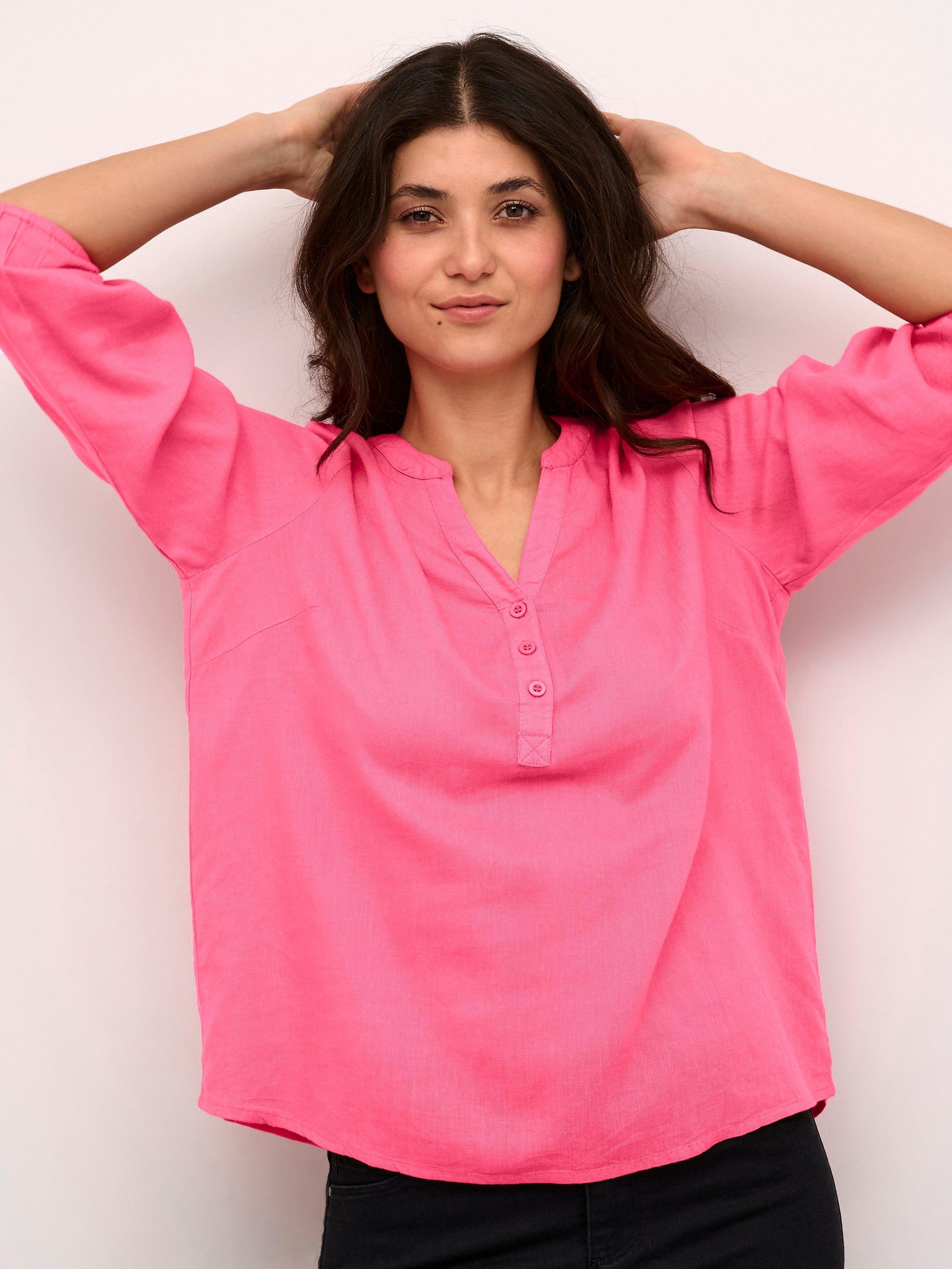 Product image 4 of 6, which shows KAFFE Milia Blouse, Hot Pink, 16