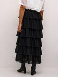 KAFFE Juliane A-Line Tiered Maxi Skirt, Deep Black