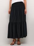 KAFFE Ecovero Smock Waist A-Line Fit Maxi Skirt, Black Deep