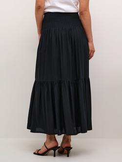 KAFFE Ecovero Smock Waist A-Line Fit Maxi Skirt, Black Deep - view 2, Black Deep