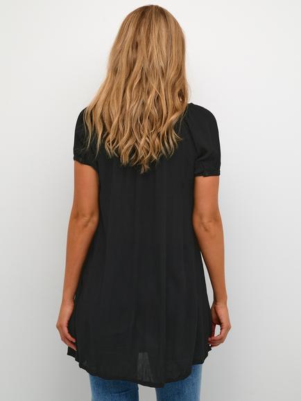 KAFFE Amber Short Sleeve Scoop Neck Tunic, Black Deep - view 2, Black Deep