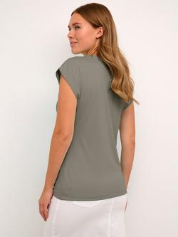 KAFFE Lise V-Neck T-Shirt, Vetiver - view 2, Vetiver