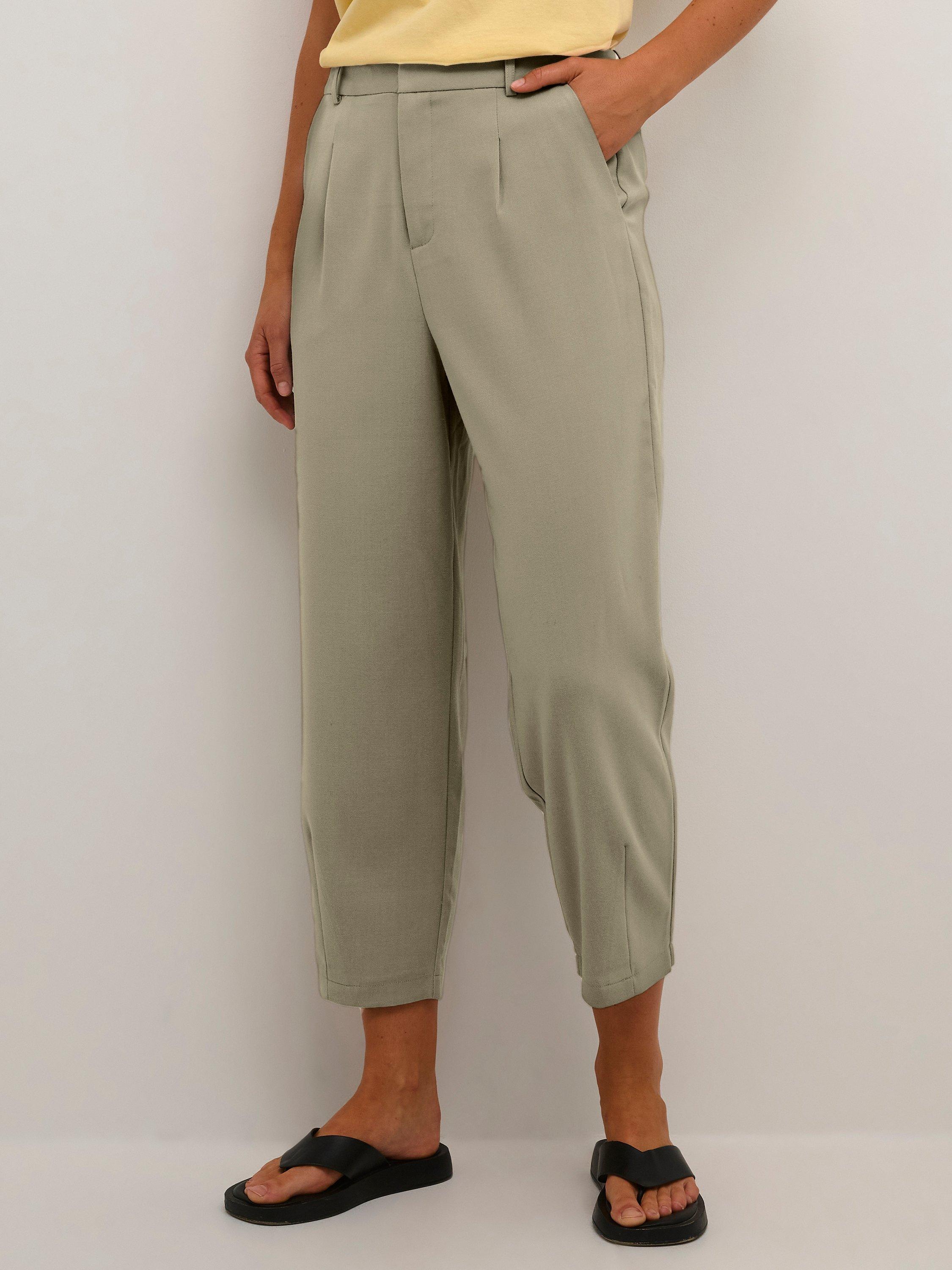 Product image 1 of 6, which shows KAFFE Merle Cropped Suit Trousers, Vetiver, 8