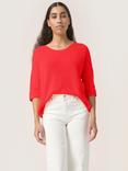 Soaked In Luxury Tuesday Cotton Blend Half Sleeve Jumper, Hot Coral