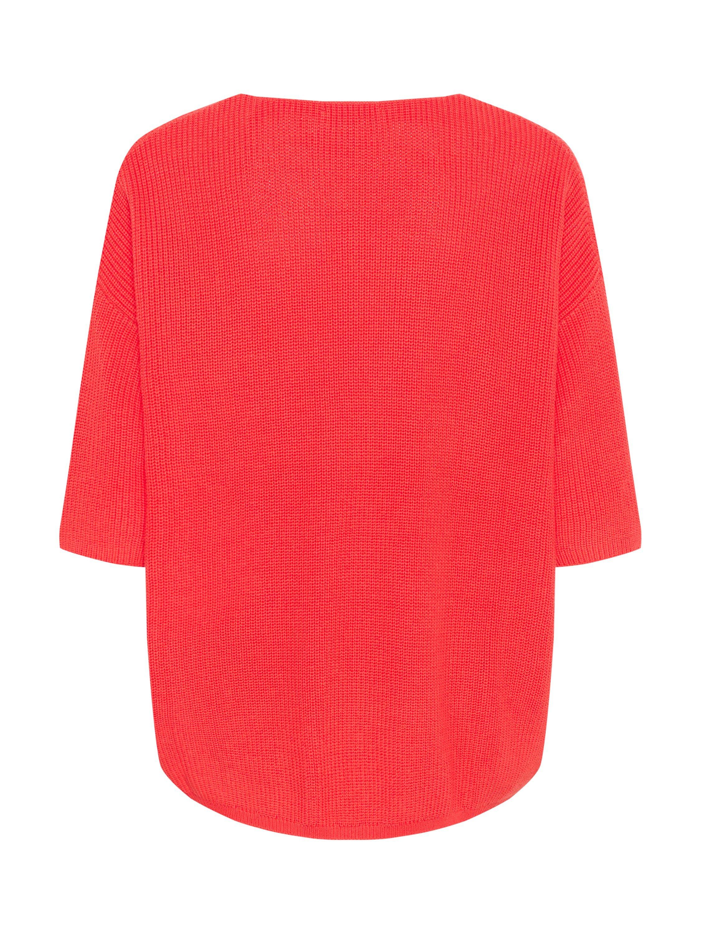 Product image 5 of 5, which shows Soaked In Luxury Tuesday Cotton Blend Half Sleeve Jumper, Hot Coral, XS