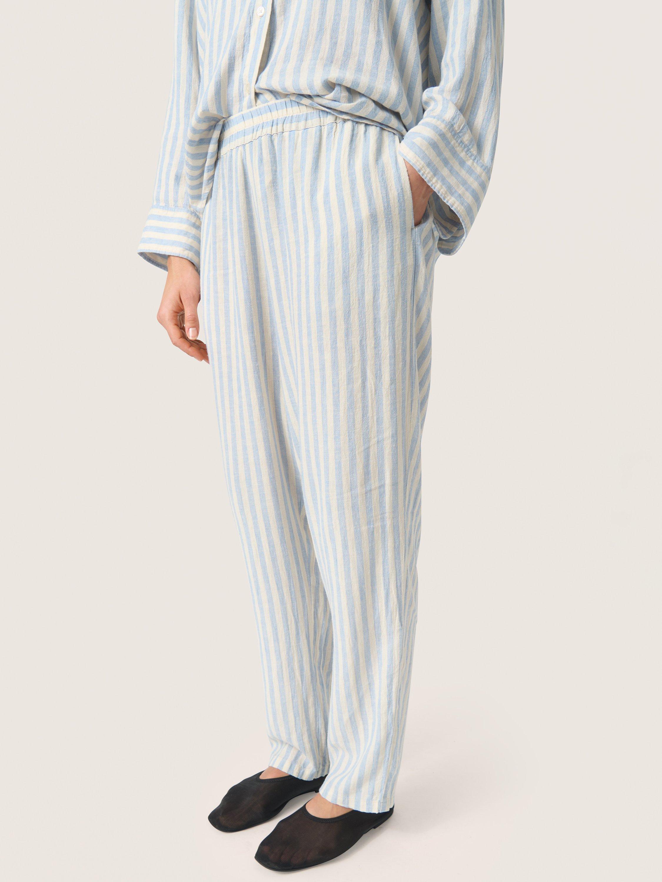 Soaked In Luxury Belira Cropped Leg Casual Trousers, Skyway Stripes
