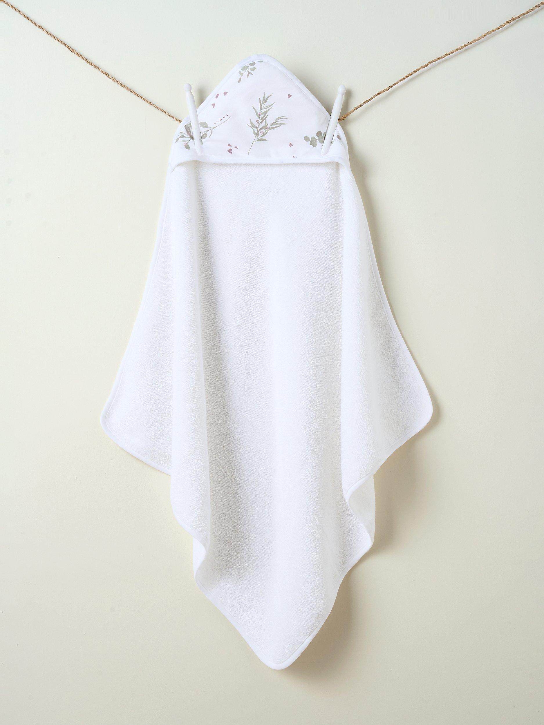 Product image 3 of 3, which shows Truly Baby Eucalyptus Print Hooded Baby Towel, White/Multi, One Size