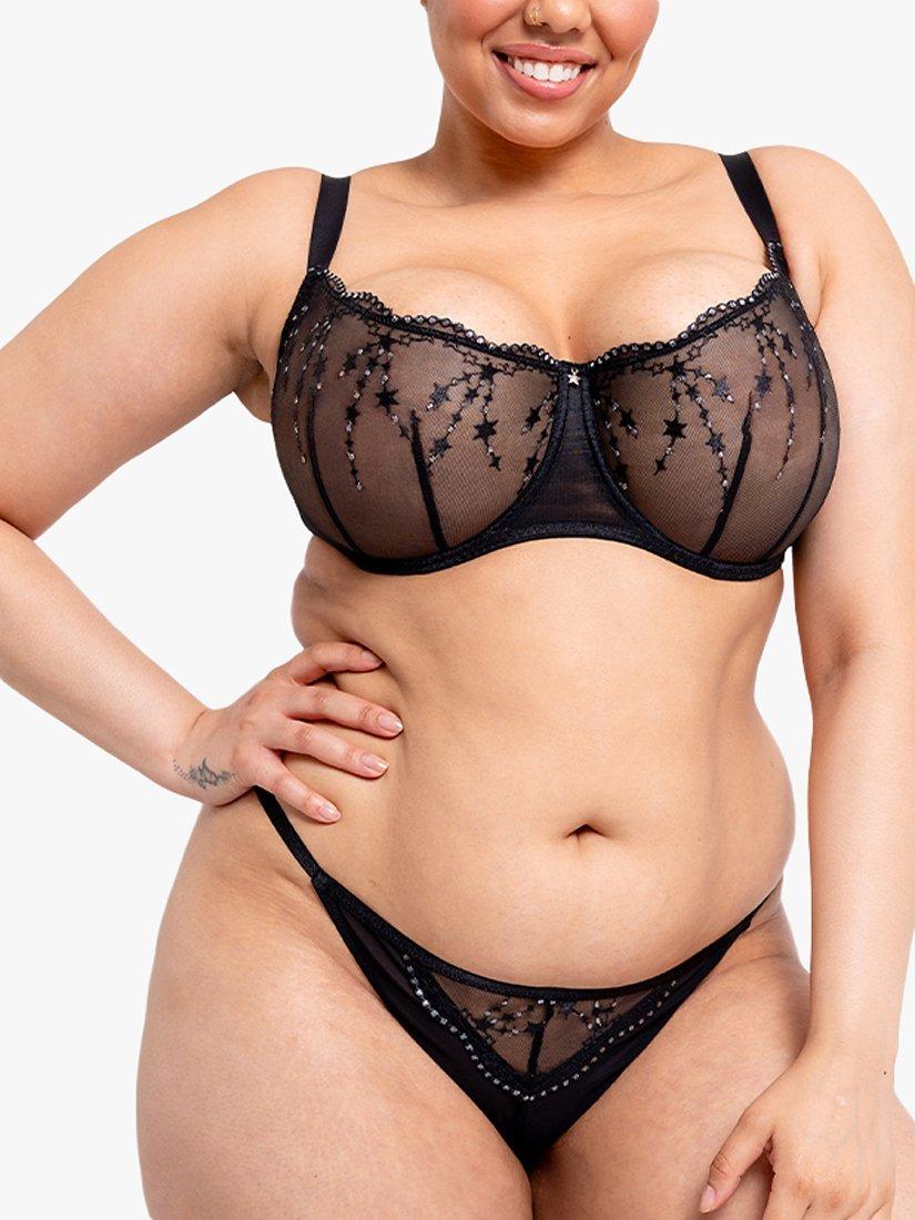Curvy Kate Stardust Underwired Balcony Bra, Black Sparkle