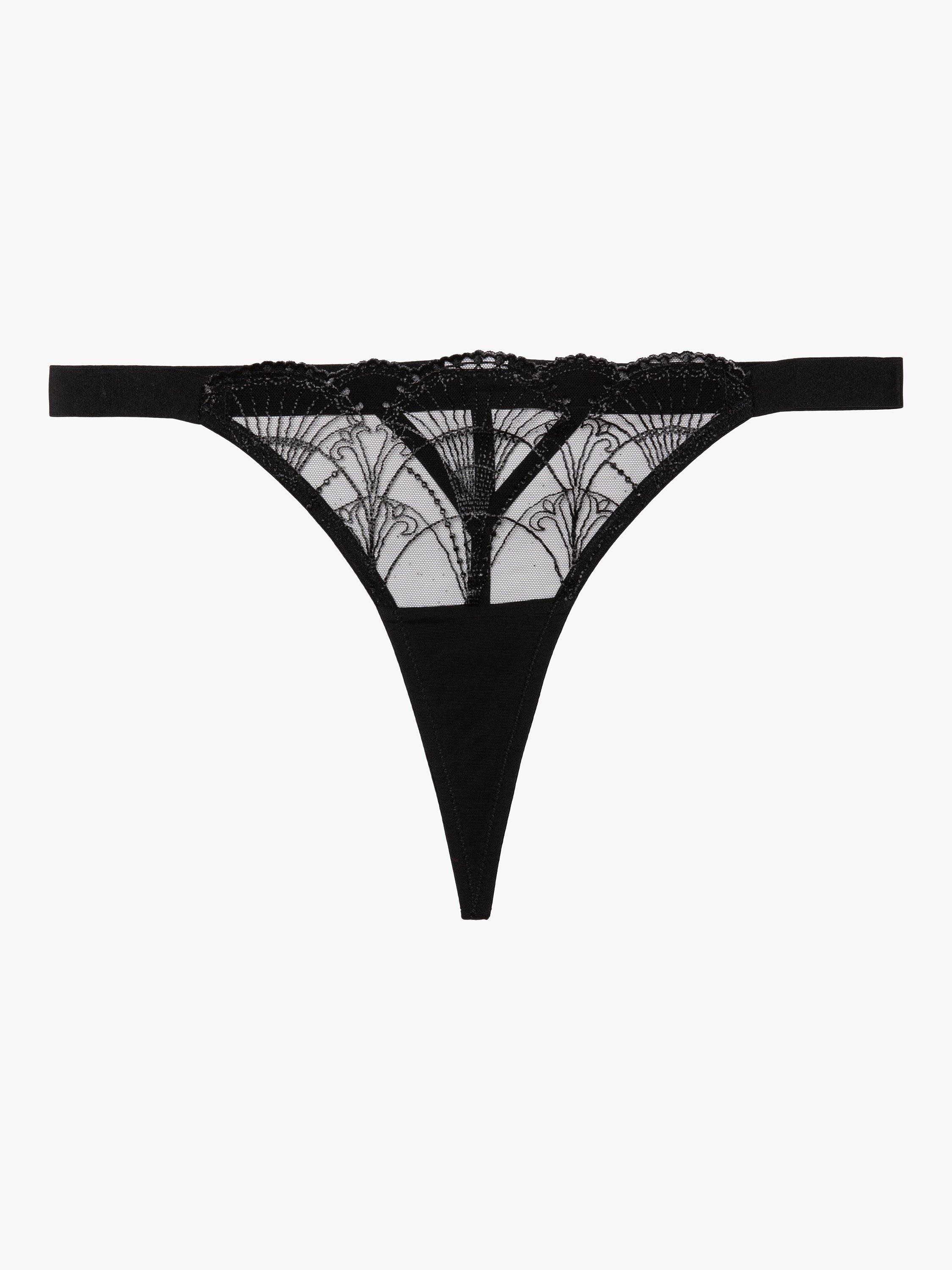 Wolf & Whistle Pippa Deco Embroidered Caged Thong, Black, 8