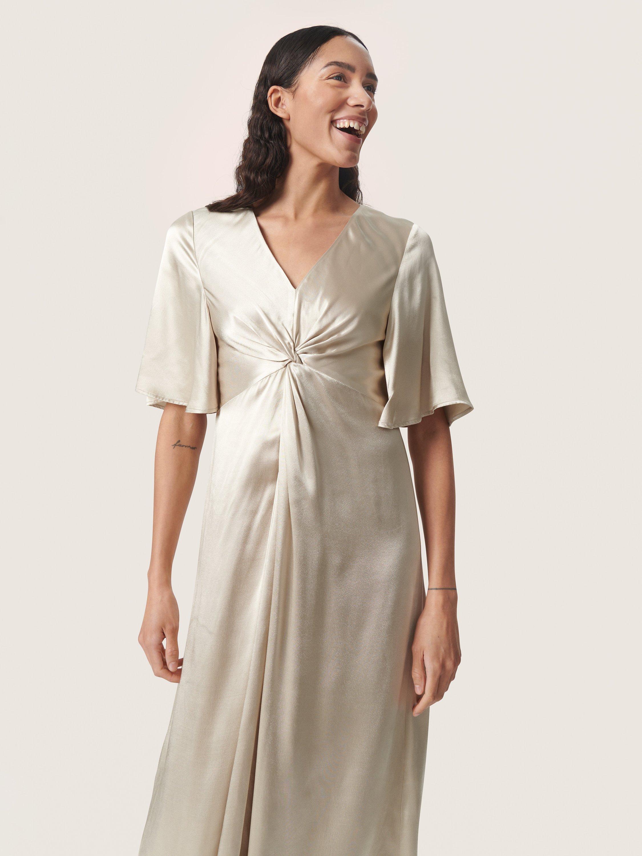 Soaked In Luxury Milu Satin Midi Dress, Spray Green