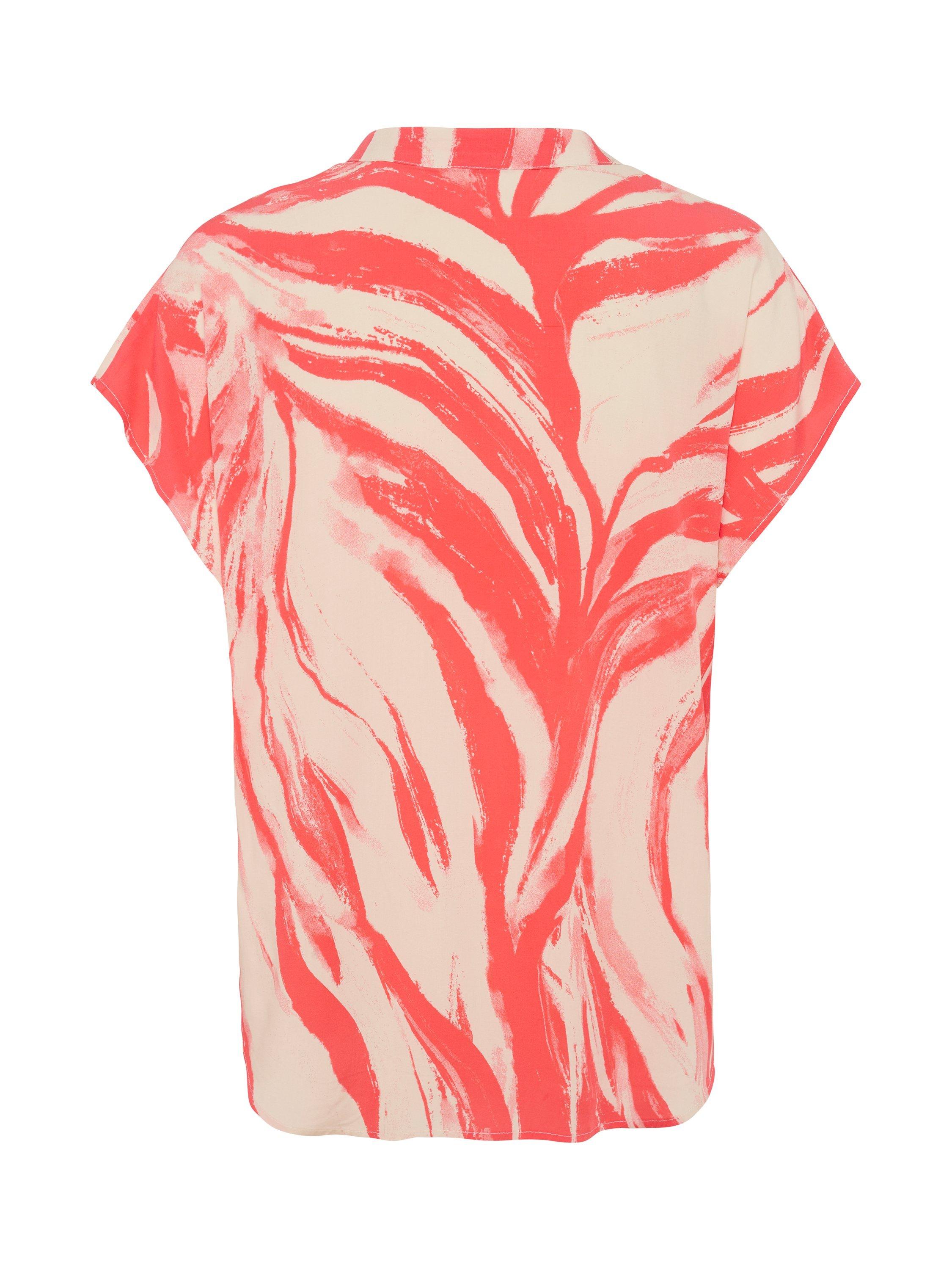 Product image 5 of 5, which shows Soaked In Luxury Wynter Notch Neck Short Sleeve Blouse, Hot Coral Wave, L
