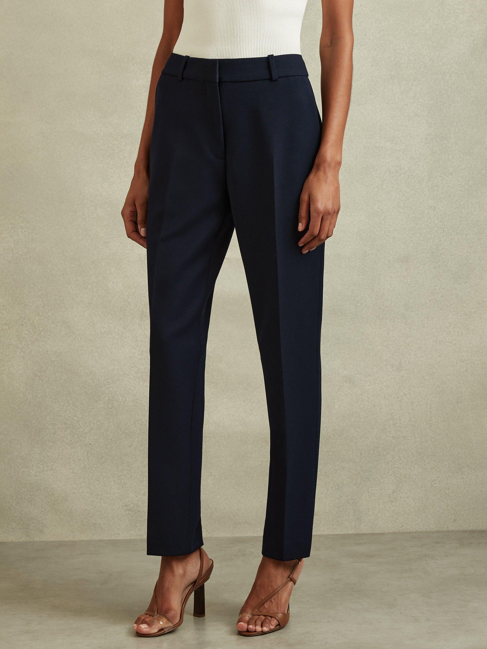 Product image 1 of 5, which shows Reiss Petite Gabi Slim Fit Suit Trousers, Navy, 6